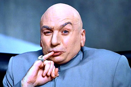 Dr. Evil image (c) Warner Bros. Entertainment Inc.  Usage here is claiming no rights.  The usage in a report and/or parody falls under under Fair dealing (Fair use).
